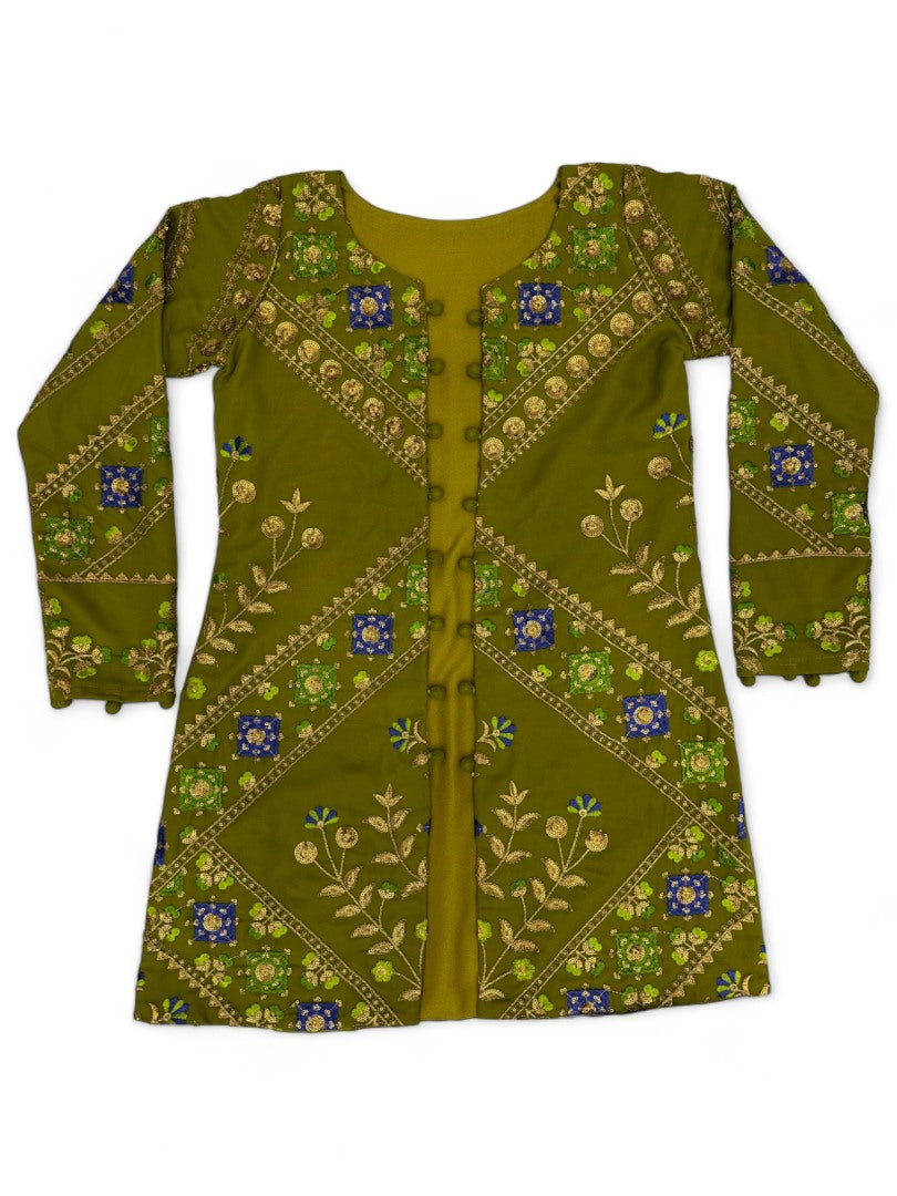 Mehndi green indowestern plazzo suit