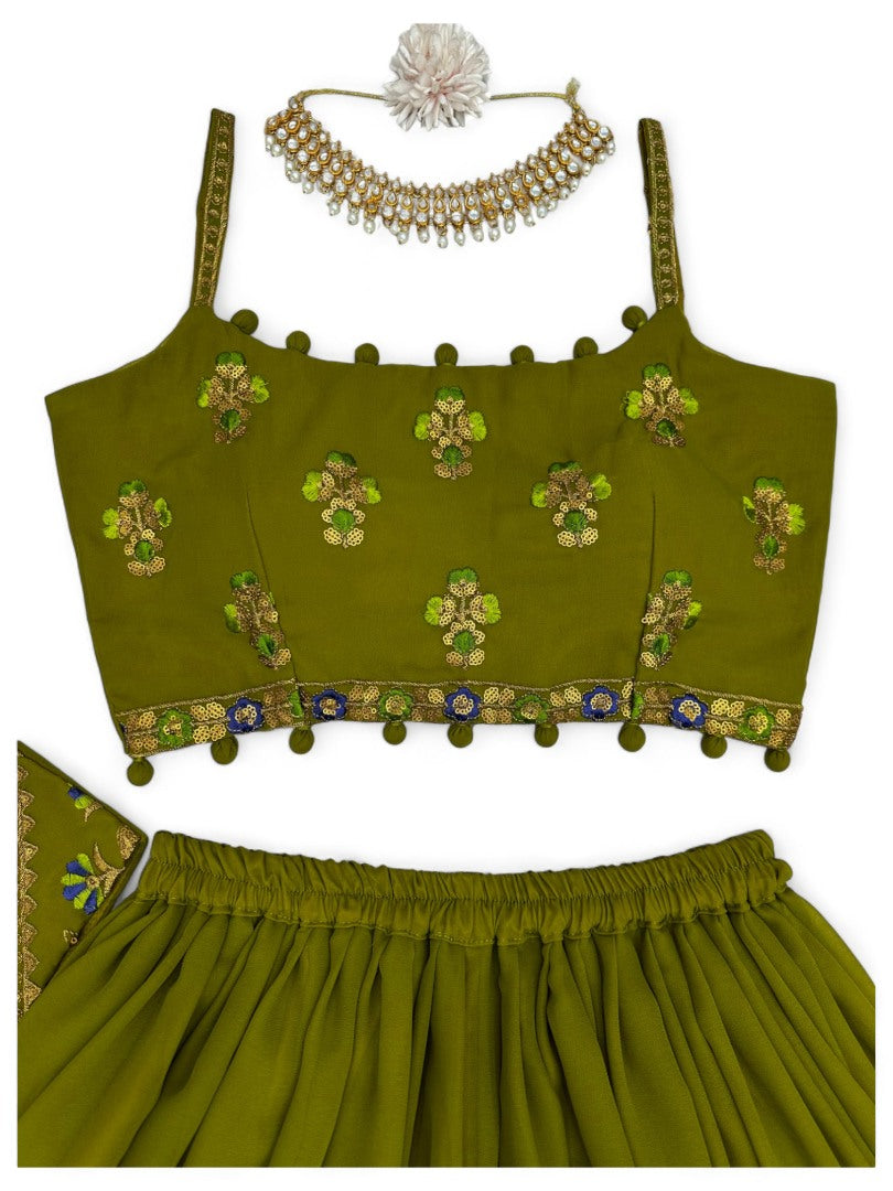 Mehndi green indowestern plazzo suit