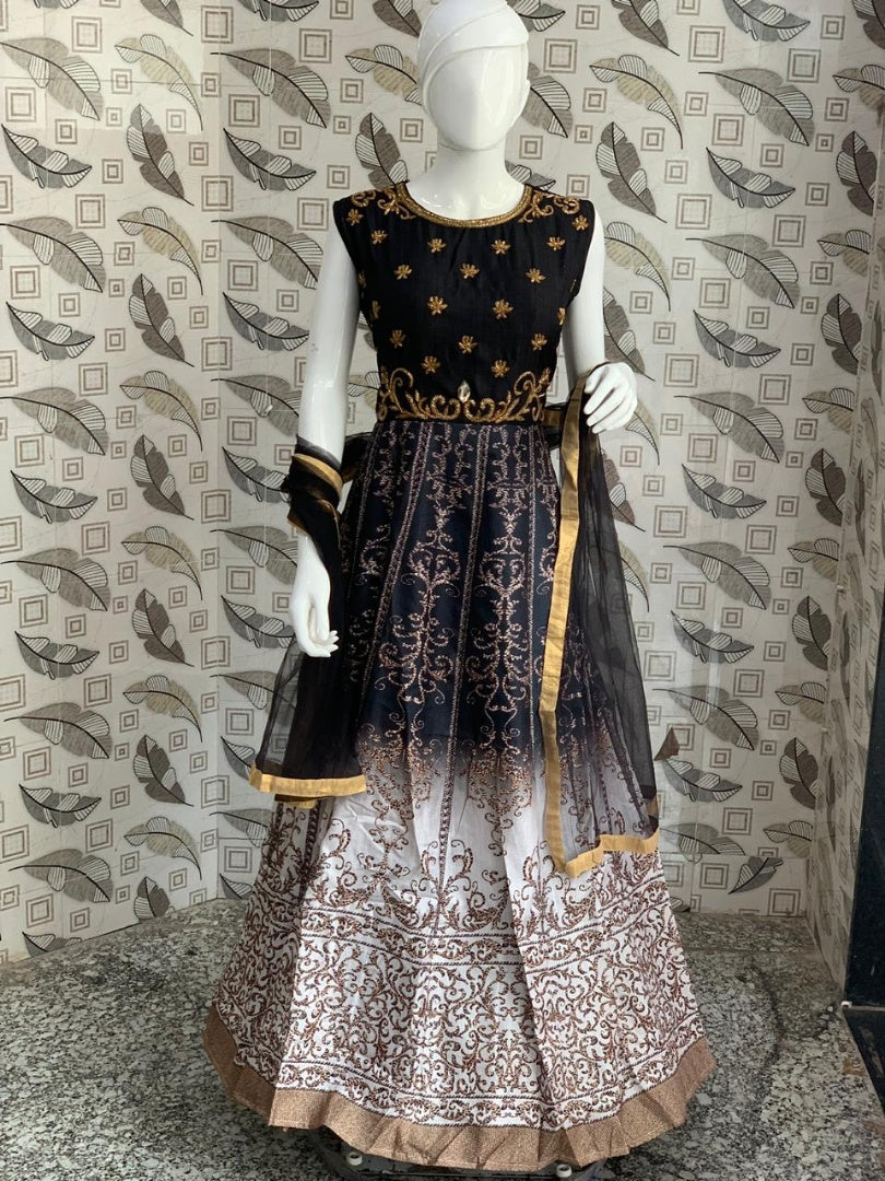 Multi colored chennai silk handworked wedding gown