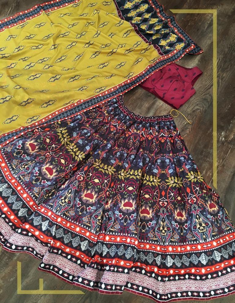 Multi colour vaishali silk printed embellish sequins work lehenga choli