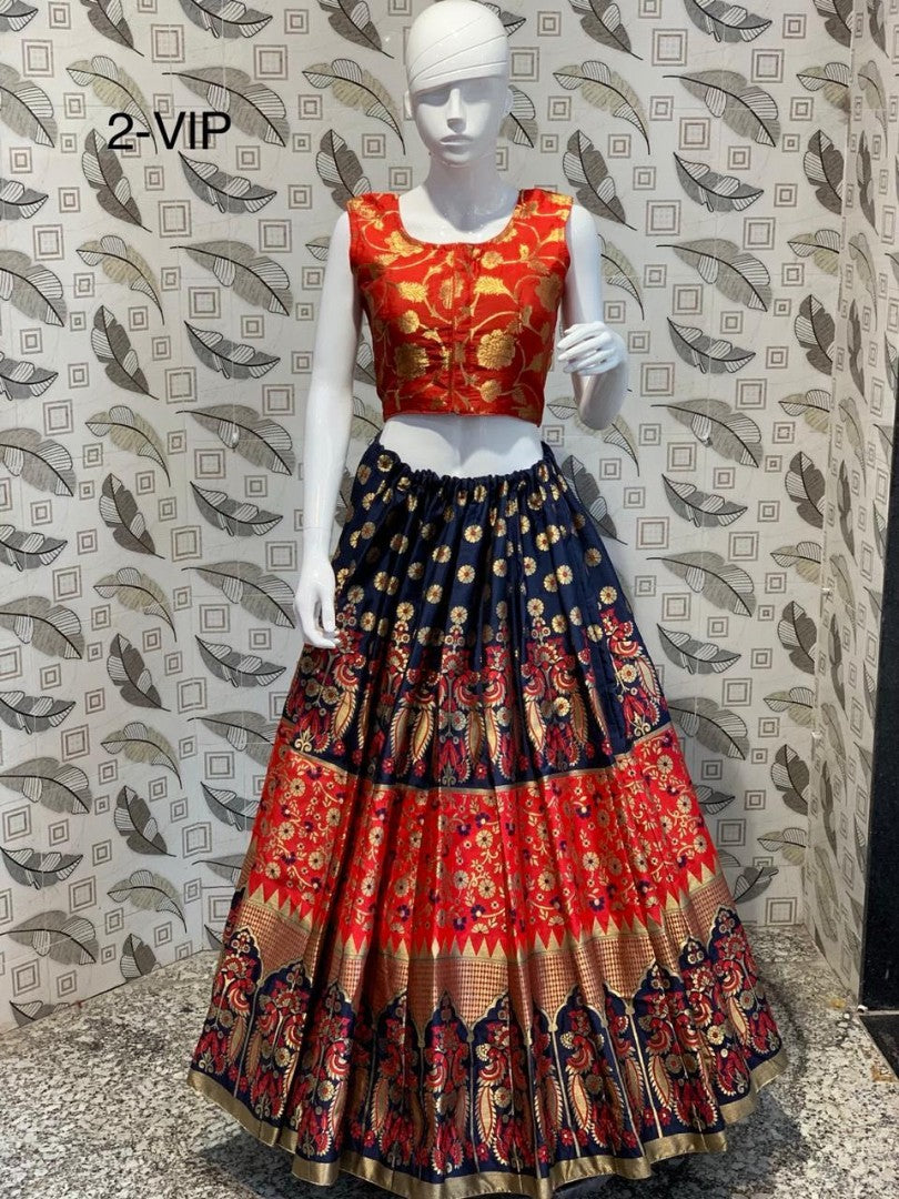 multicolor banarasi silk wedding lehenga