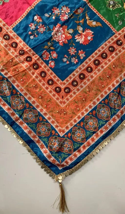 Multicolor chinon kutchhi work pakistani dupatta