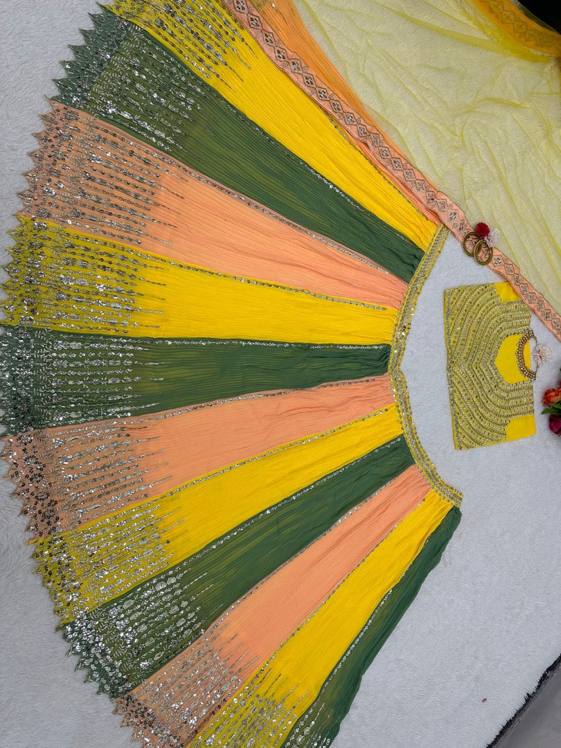 Multicolor georgette heavy work designer lehenga choli