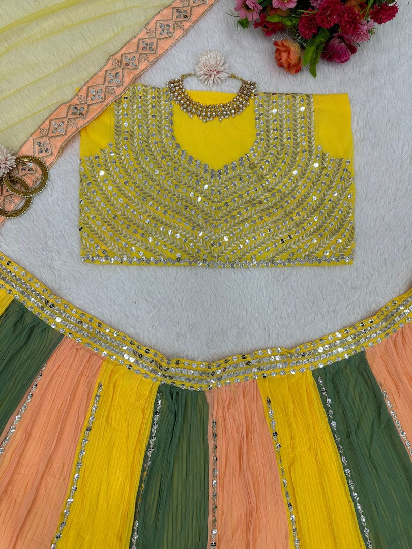 Multicolor georgette heavy work designer lehenga choli