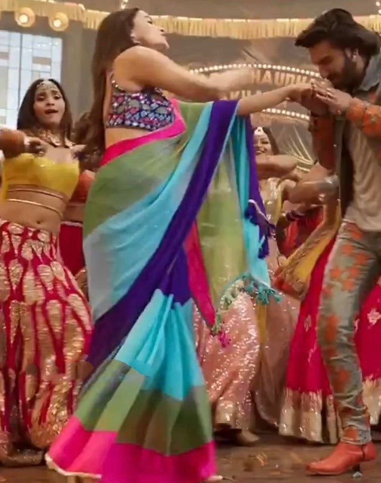 Multicolor georgette printed alia bhatt designer bollywood saree