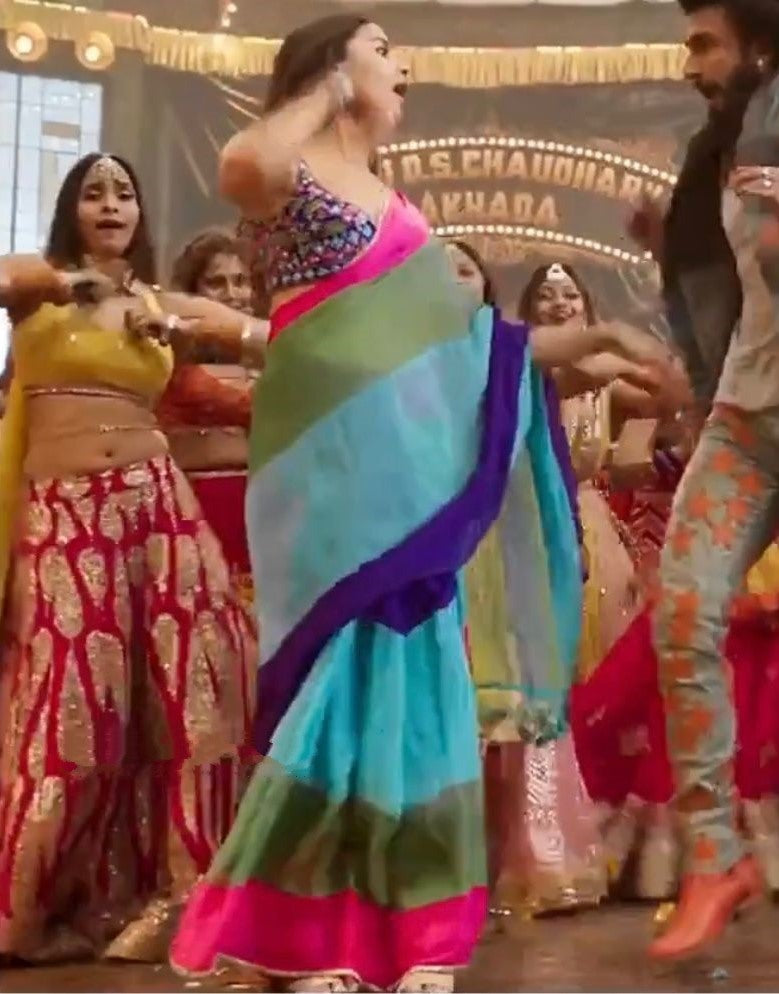 Multicolor georgette printed alia bhatt designer bollywood saree