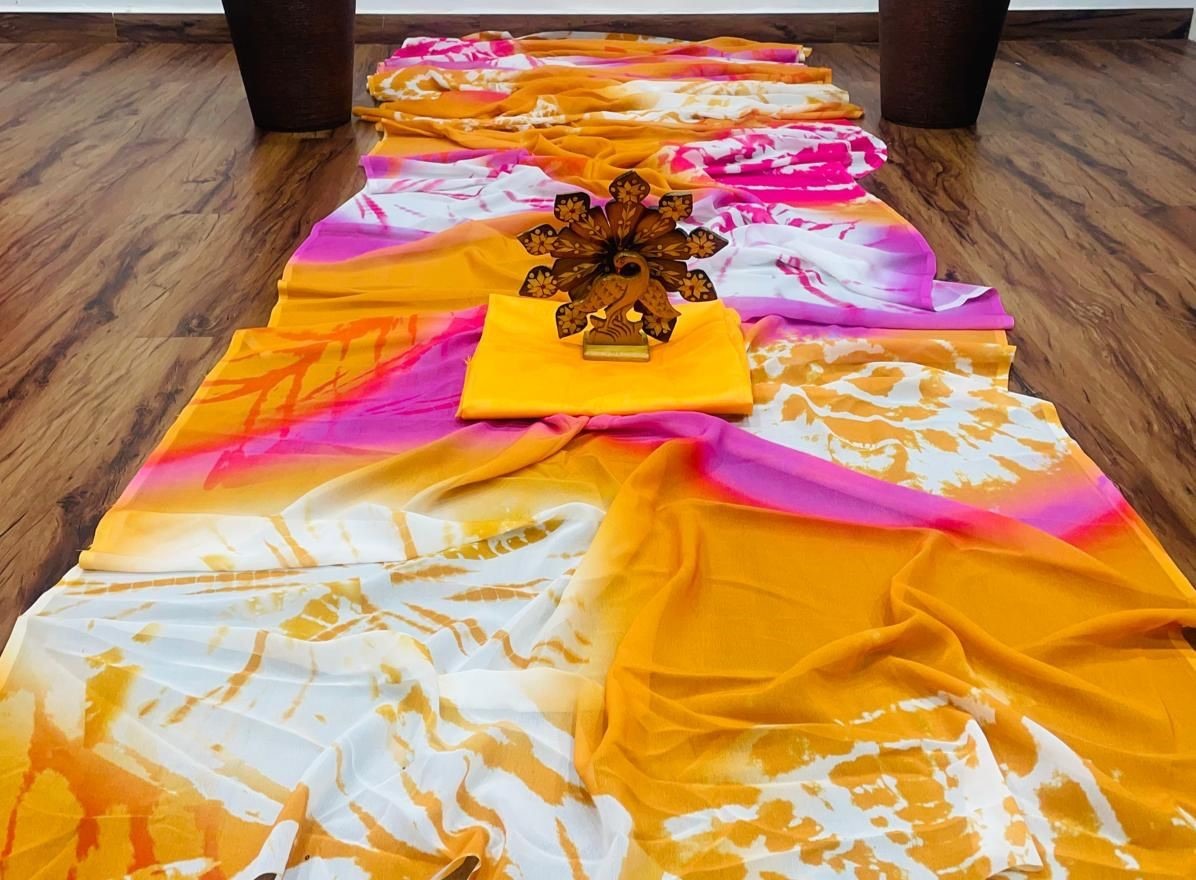 Multicolor georgette printed casual saree