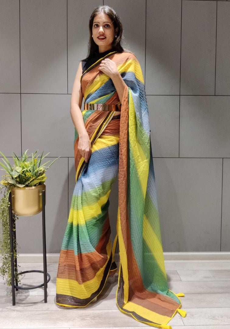 Multicolor georgette printed saree