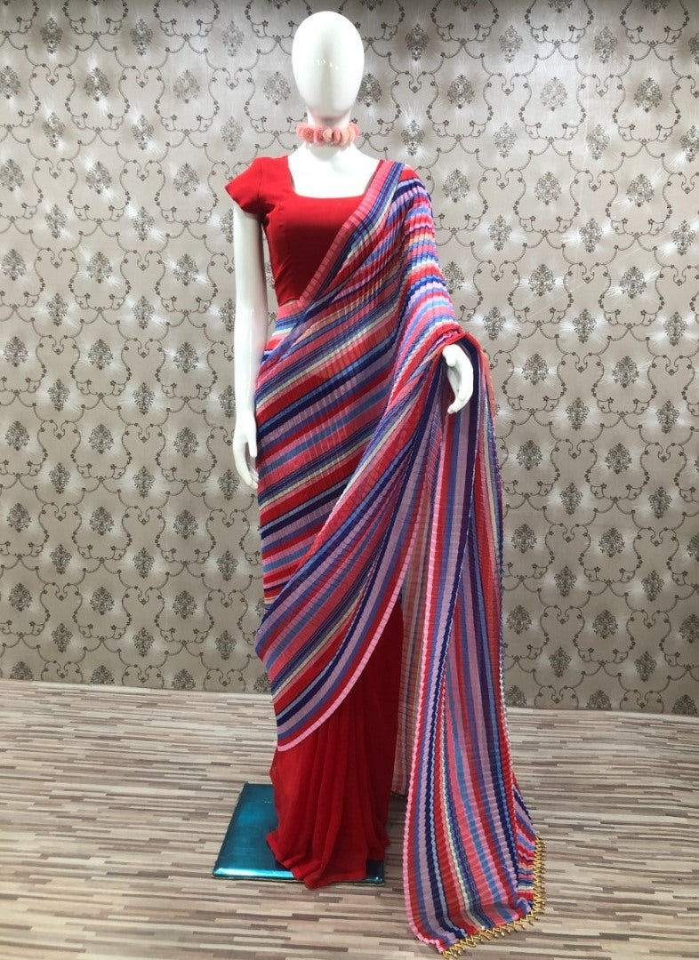 Multicolor georgette printed saree