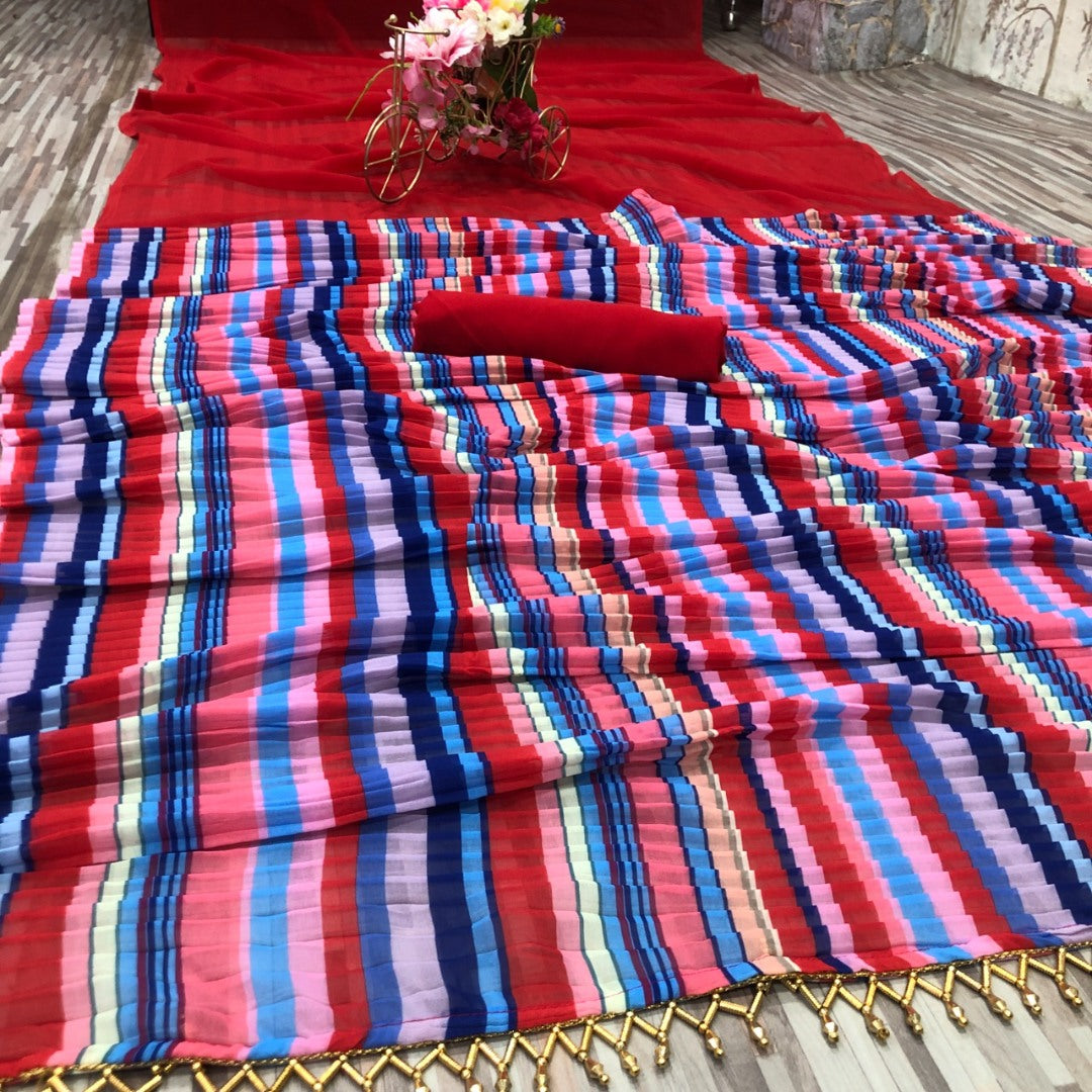 Multicolor georgette printed saree