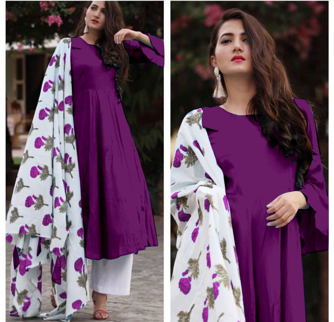 multicolor heavy rayon kurti with digital printed dupatta
