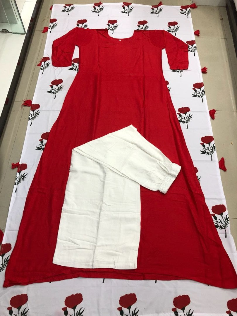multicolor heavy rayon kurti with digital printed dupatta