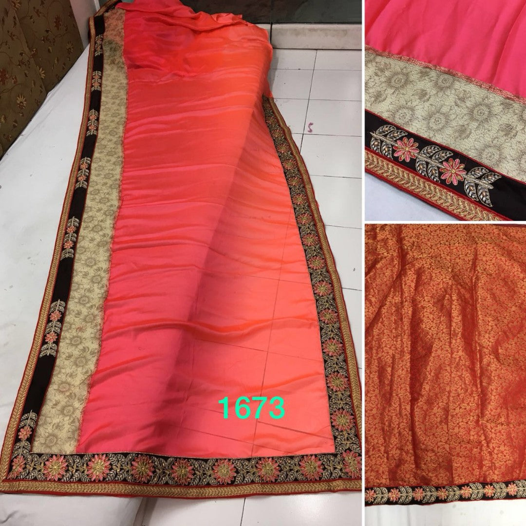 Multicolor rangoli and tapeta silk russal net embroidered designer wedding saree