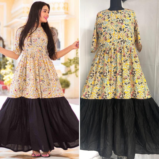 multicolored flower printed heavy rayon kurti