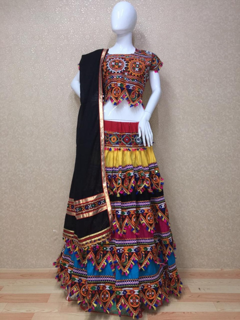 Multicolored heavy embroidery work navratri special chaniya choli