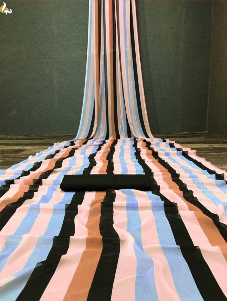 Multicolour georgette digital printed work saree