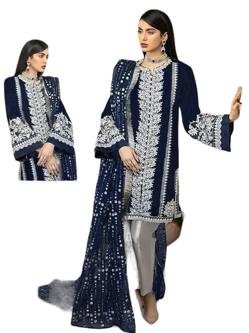 Navy blue heavy work pakistani salwar suit