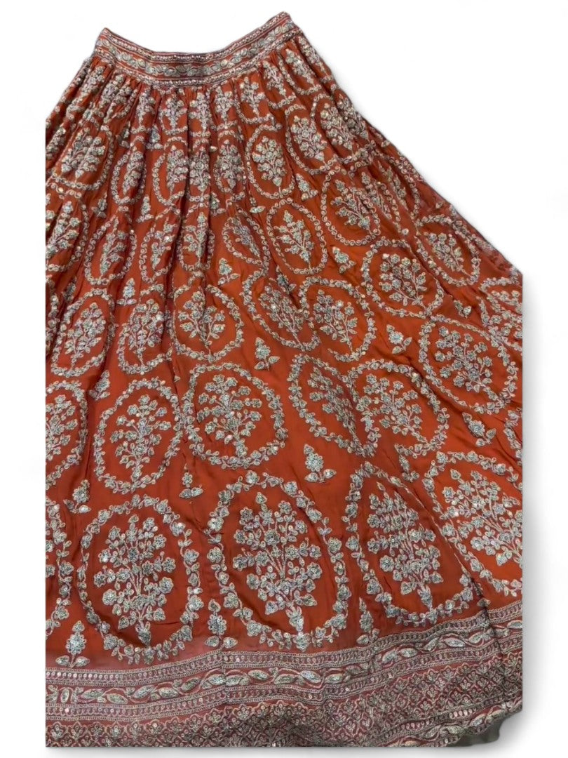 Orange heavy work designer wedding lehenga choli