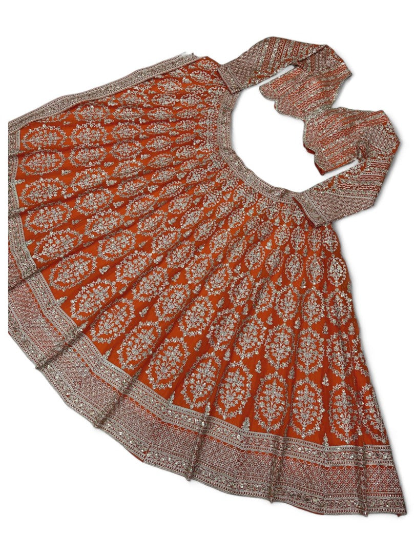 Orange heavy work designer wedding lehenga choli