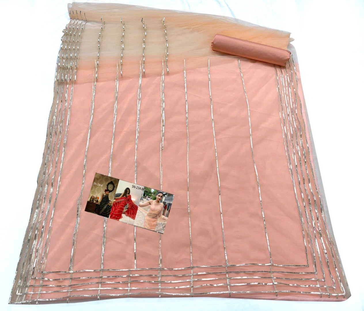 Peach georgette gota patti work designer partywear saree