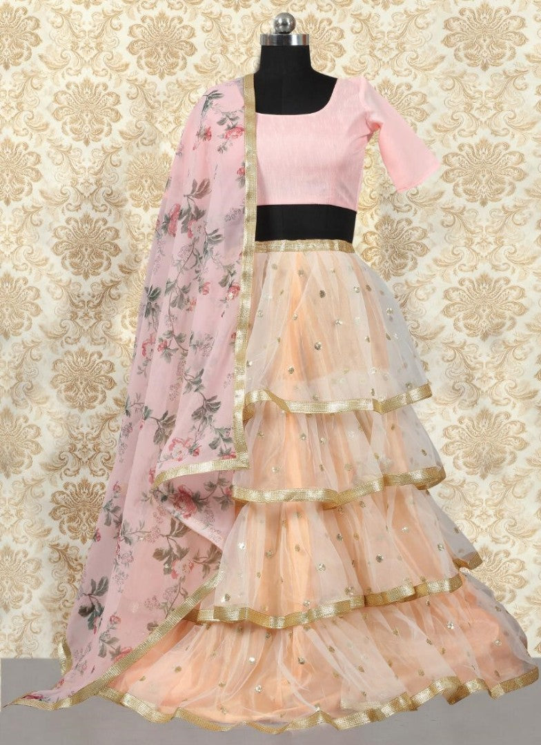 peach net beautiful lehenga choli