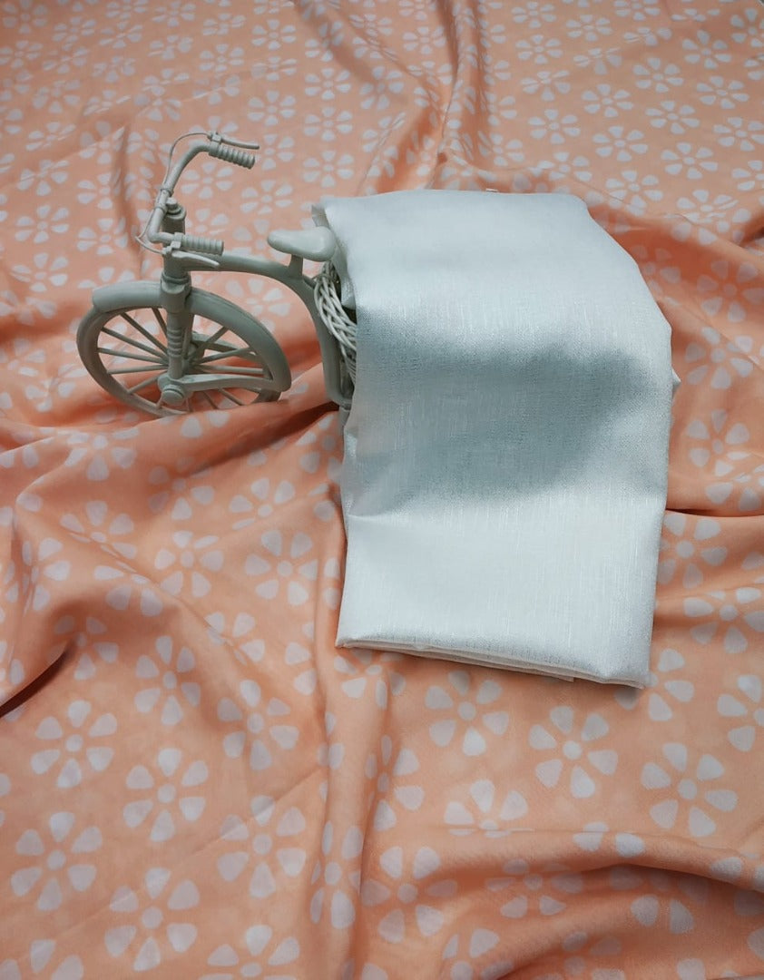 Peach vichitra silk digital printed saree