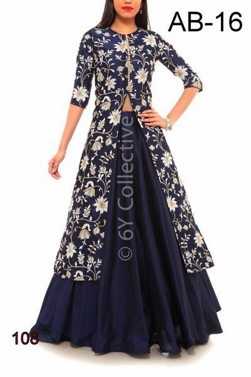Pinalika indowestern embroidered partywear lehenga