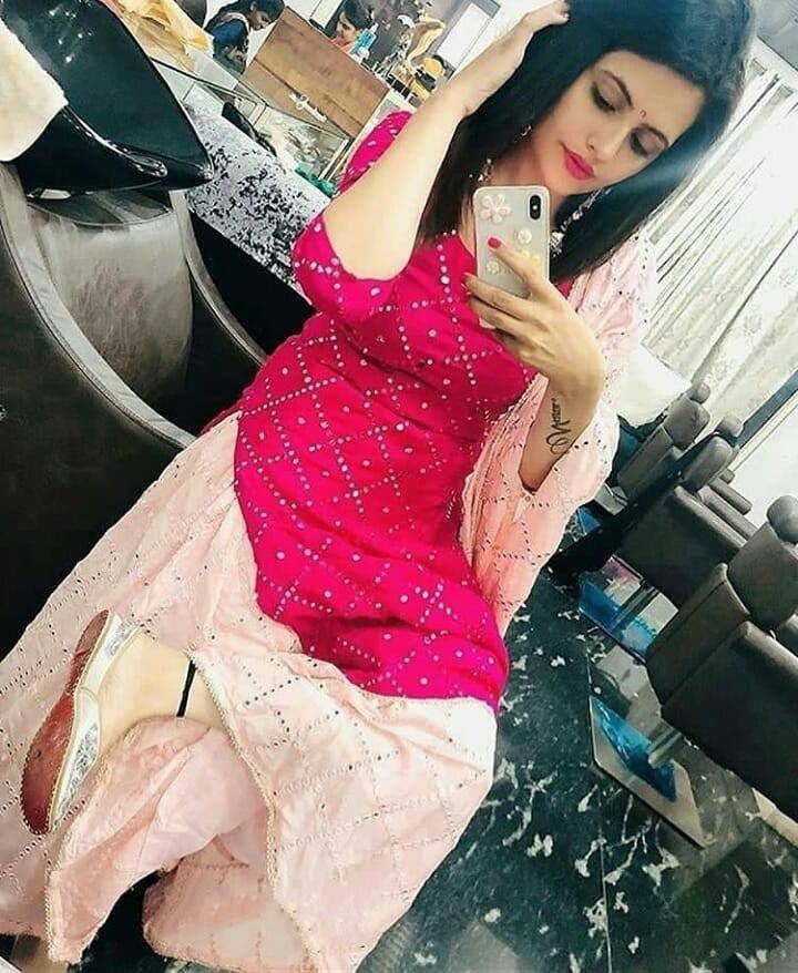 Pink and peach cotton paper mirror work plazzo suit