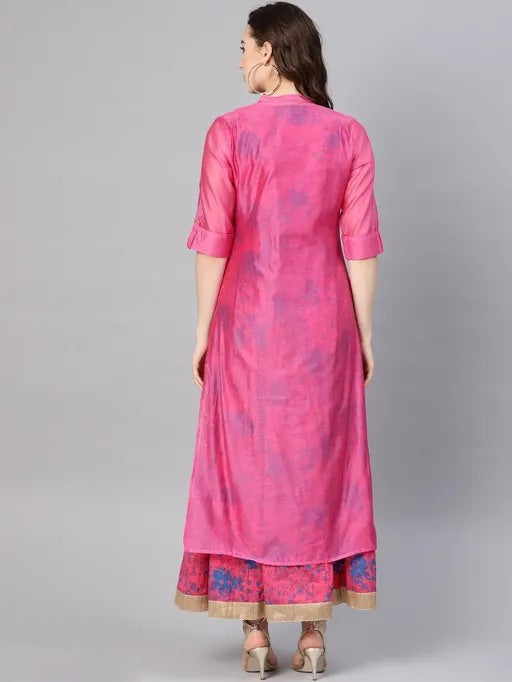 Pink crepe print and embroidered two piece kurti