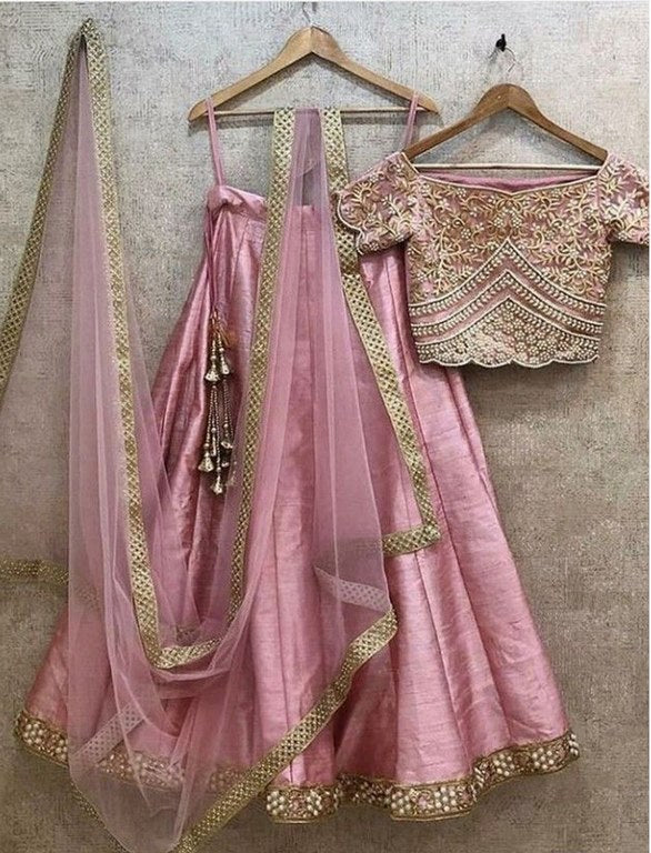 Pink phantom silk embroidered partywear lehenga