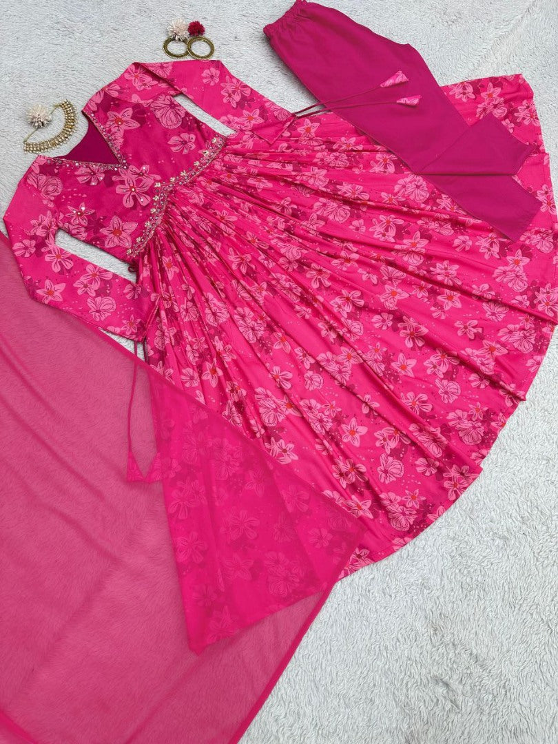 Pink print and handwork nayra alia cut suit