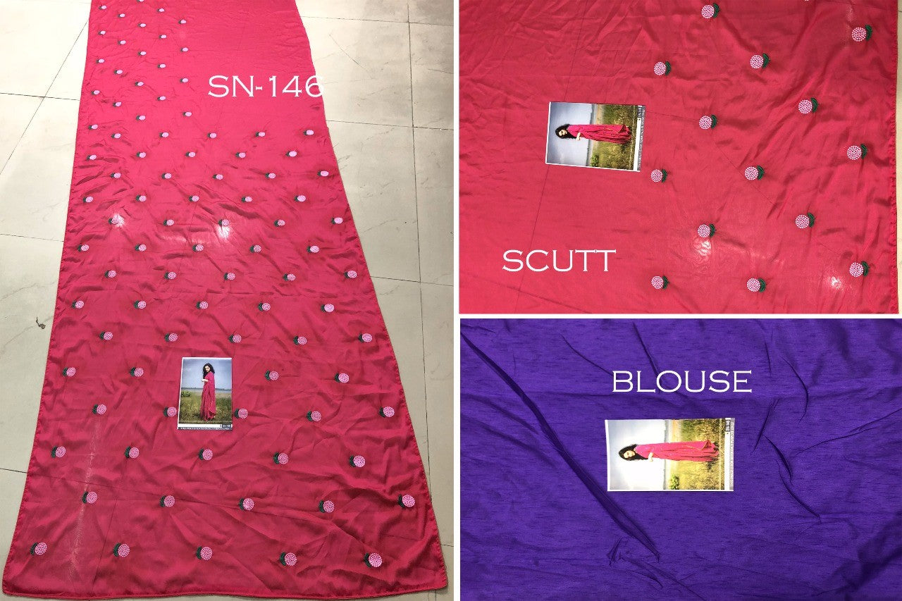 pink rangoli georgette silk embroidered partywear saree