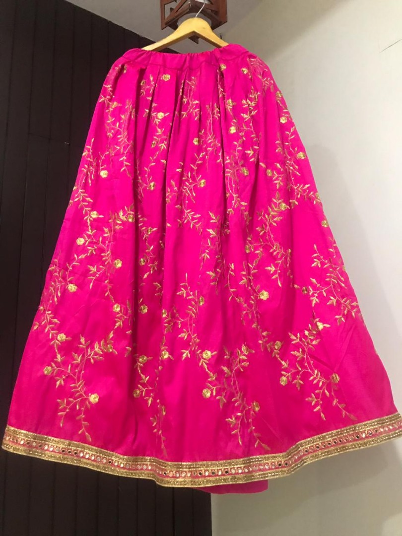 pink soft tapeta silk embroidered wedding lehenga