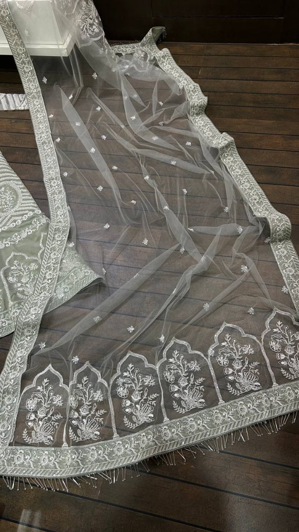 Pista green heavy work designer wedding lehenga choli