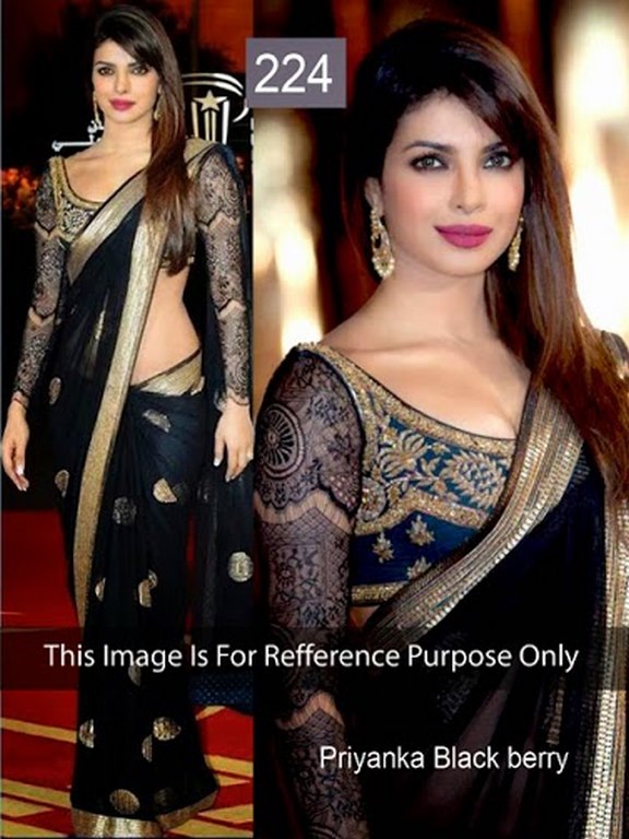 priyanka chopra blackberry queen beautiful saree with pretty blouse pattern