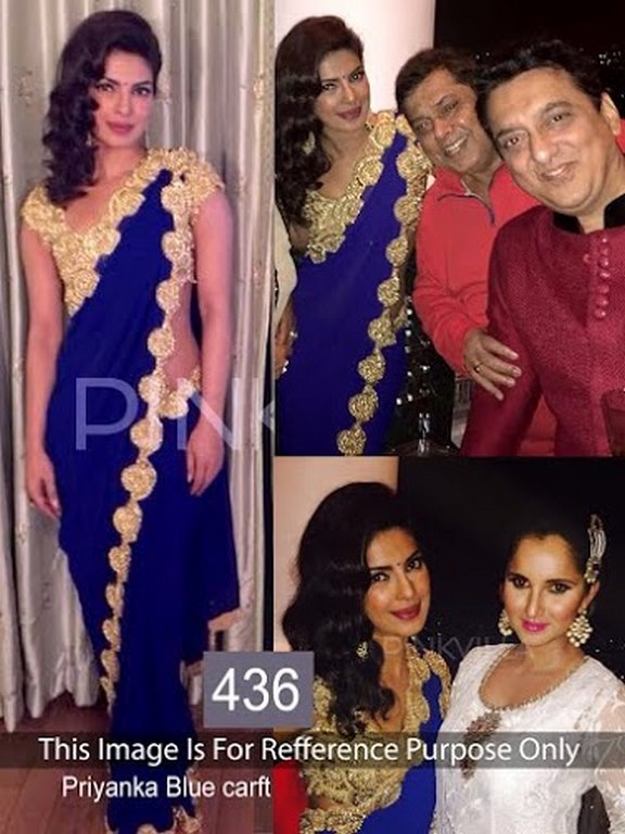 priyanka chopra blue bollywood replica saree