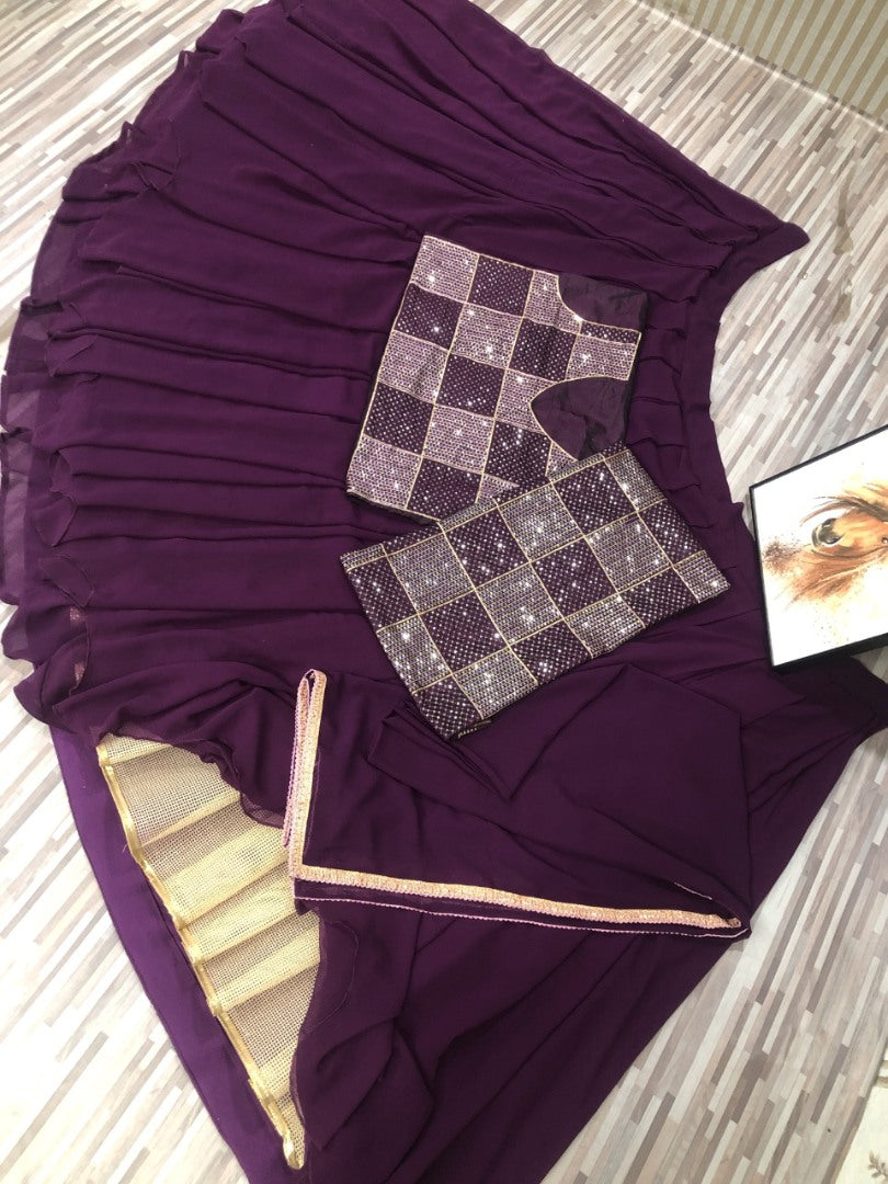 Purple georgette embroidered lehenga for function