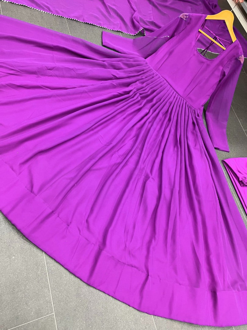 Purple georgette party wear anarkali suit