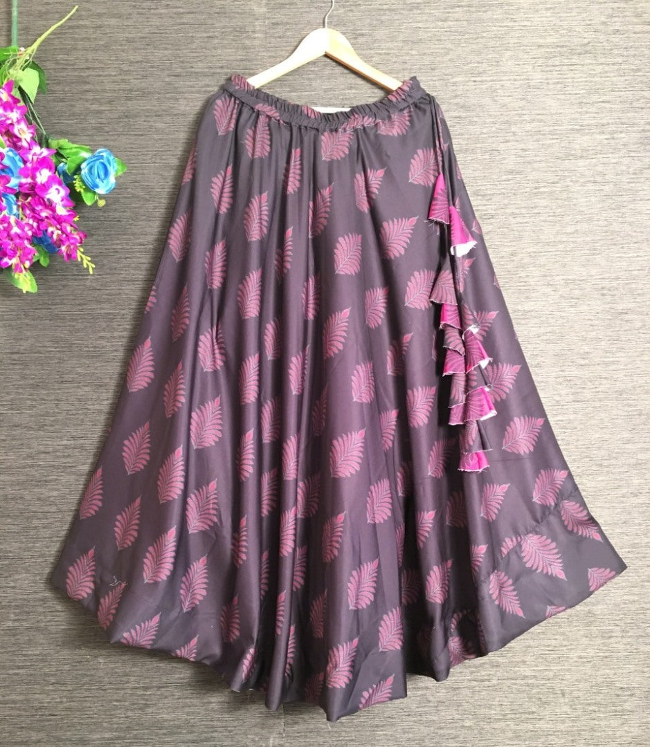 Purple heavy rayon digital printed skirt