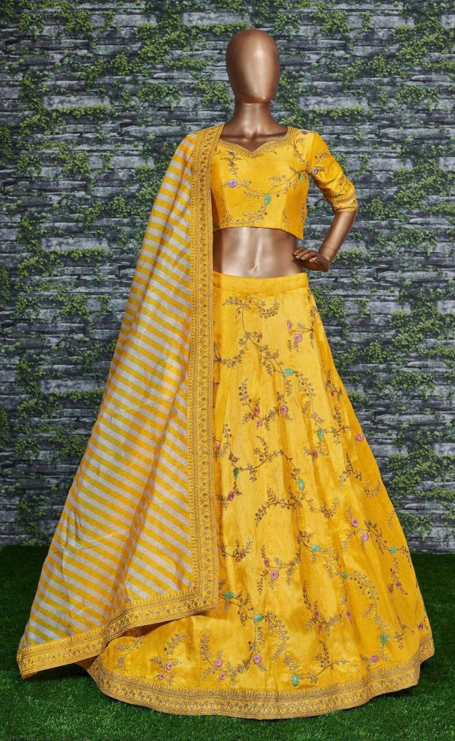 Purple mulbury silk designer embroidered wedding lehenga choli