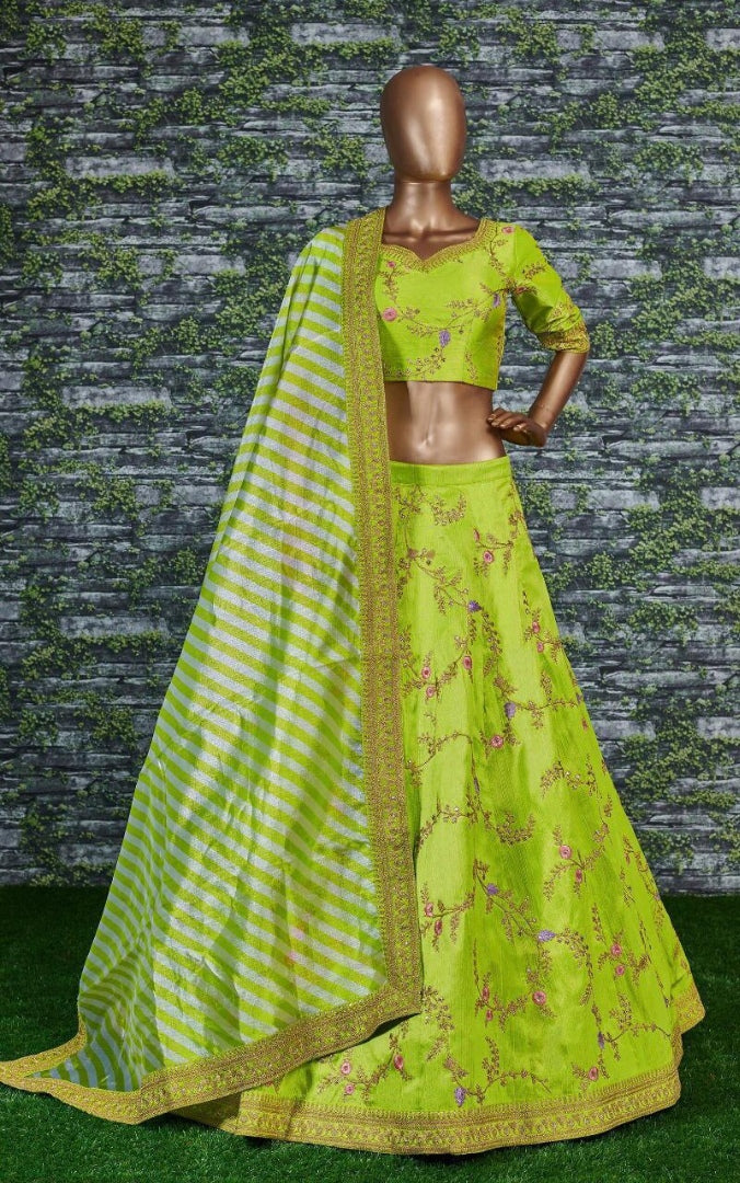 Purple mulbury silk designer embroidered wedding lehenga choli