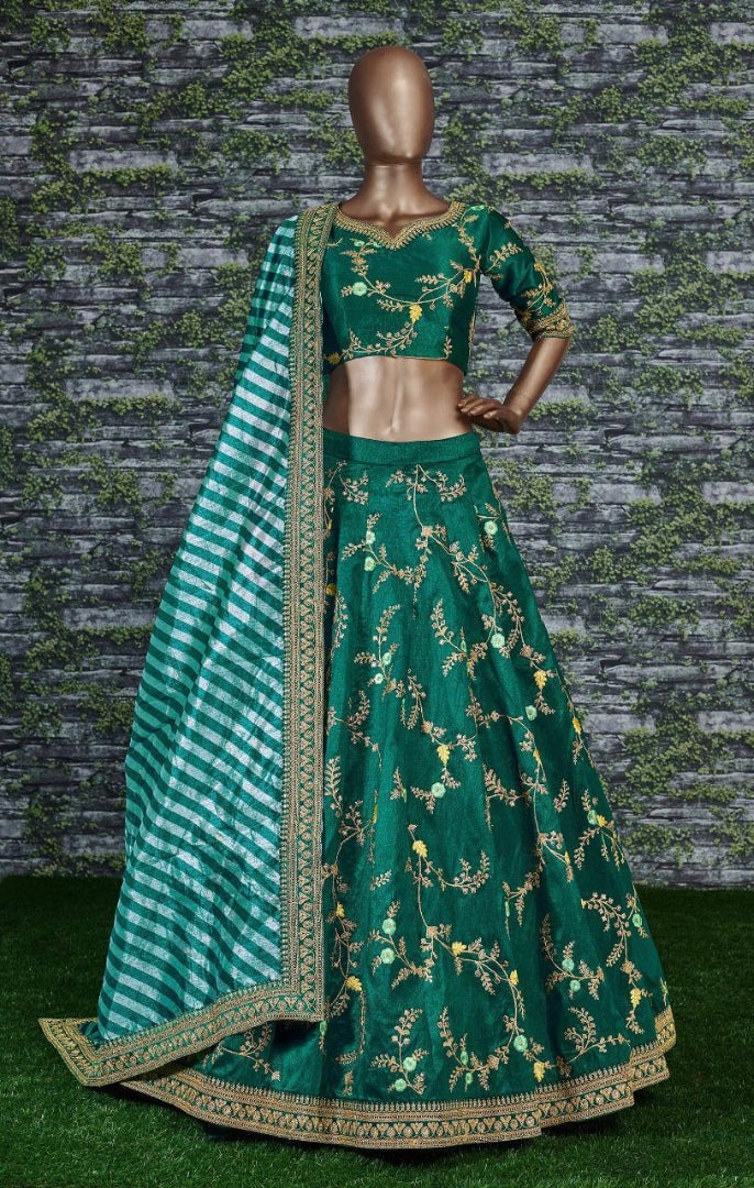Purple mulbury silk designer embroidered wedding lehenga choli