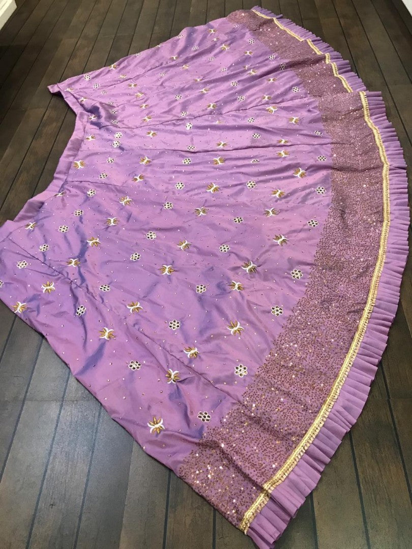purple tapeta silk embroidered wedding lehenga