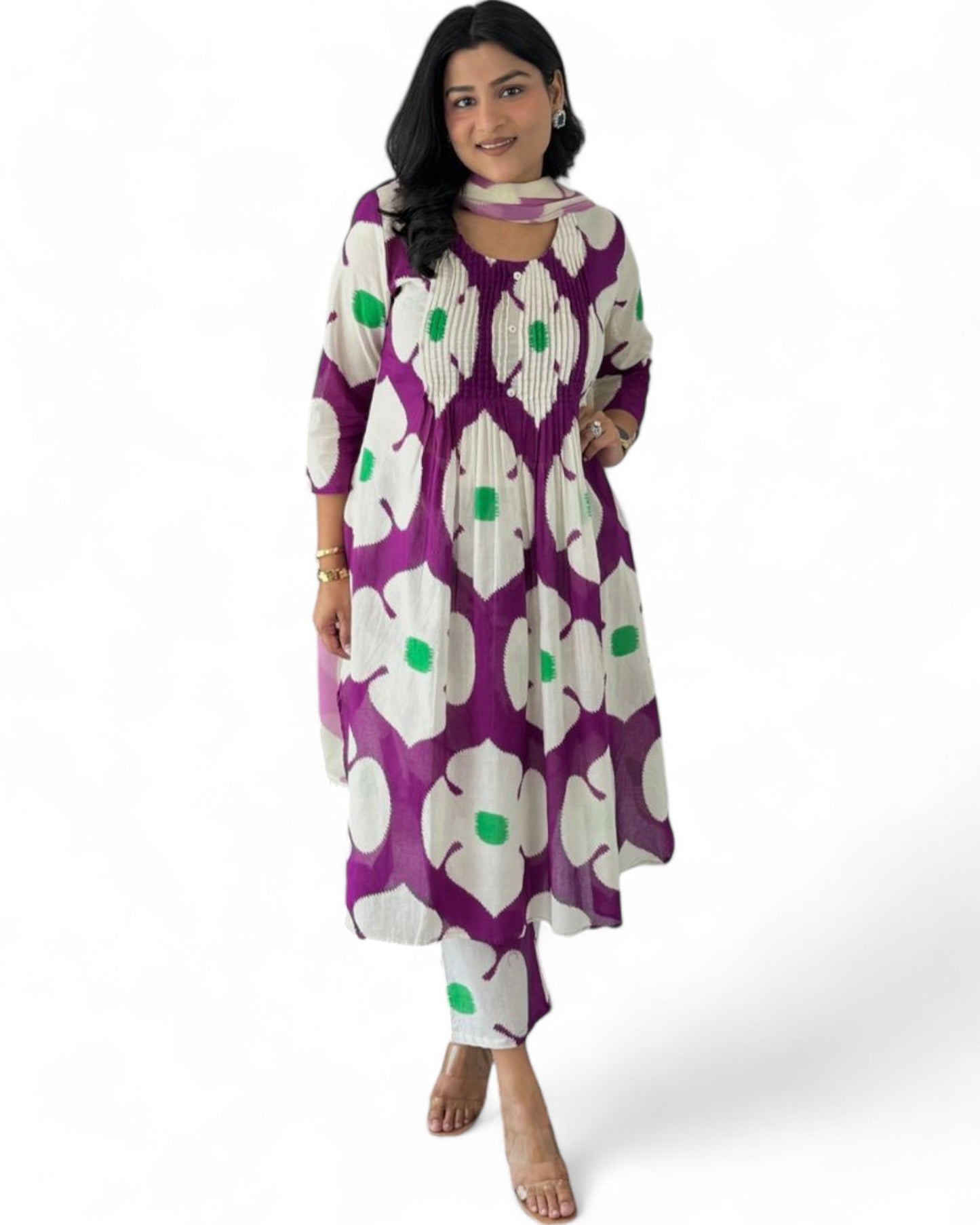 Georgette floral printed anarkali gown Purple