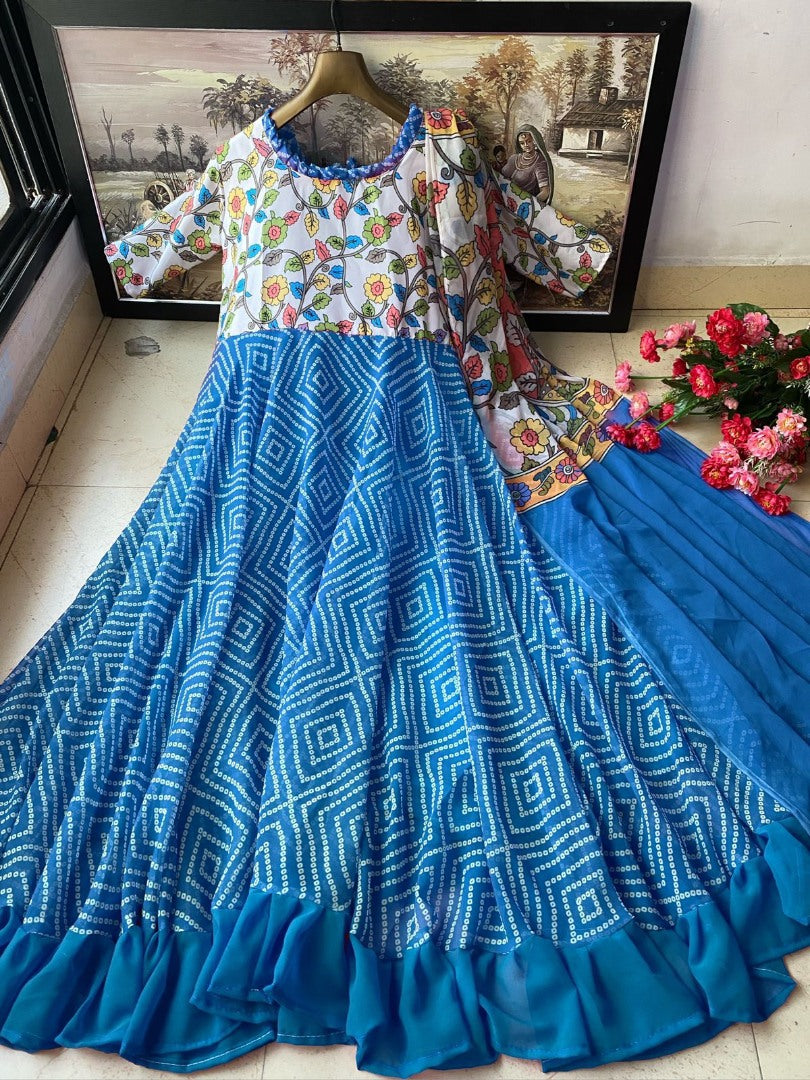 Rama georgette bandhni print long anarkali gown