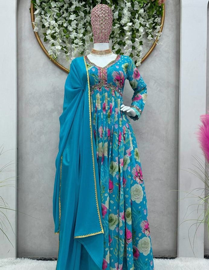 Rama georgette floral printed alia cut suit