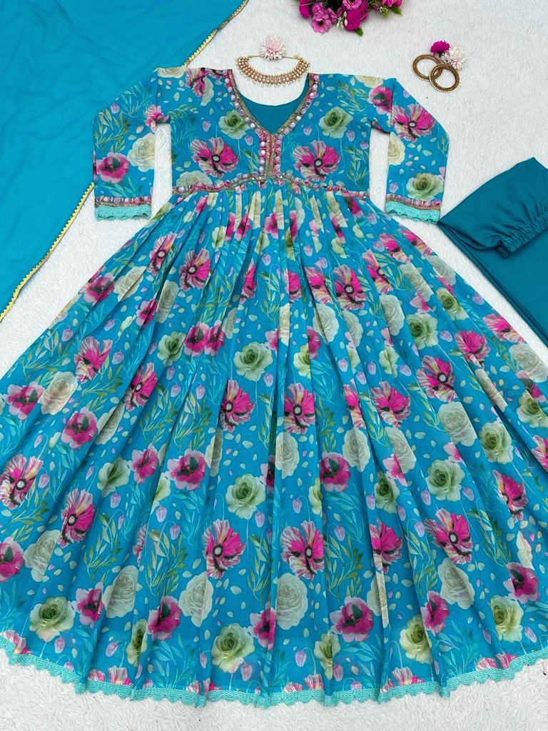 Rama georgette floral printed alia cut suit
