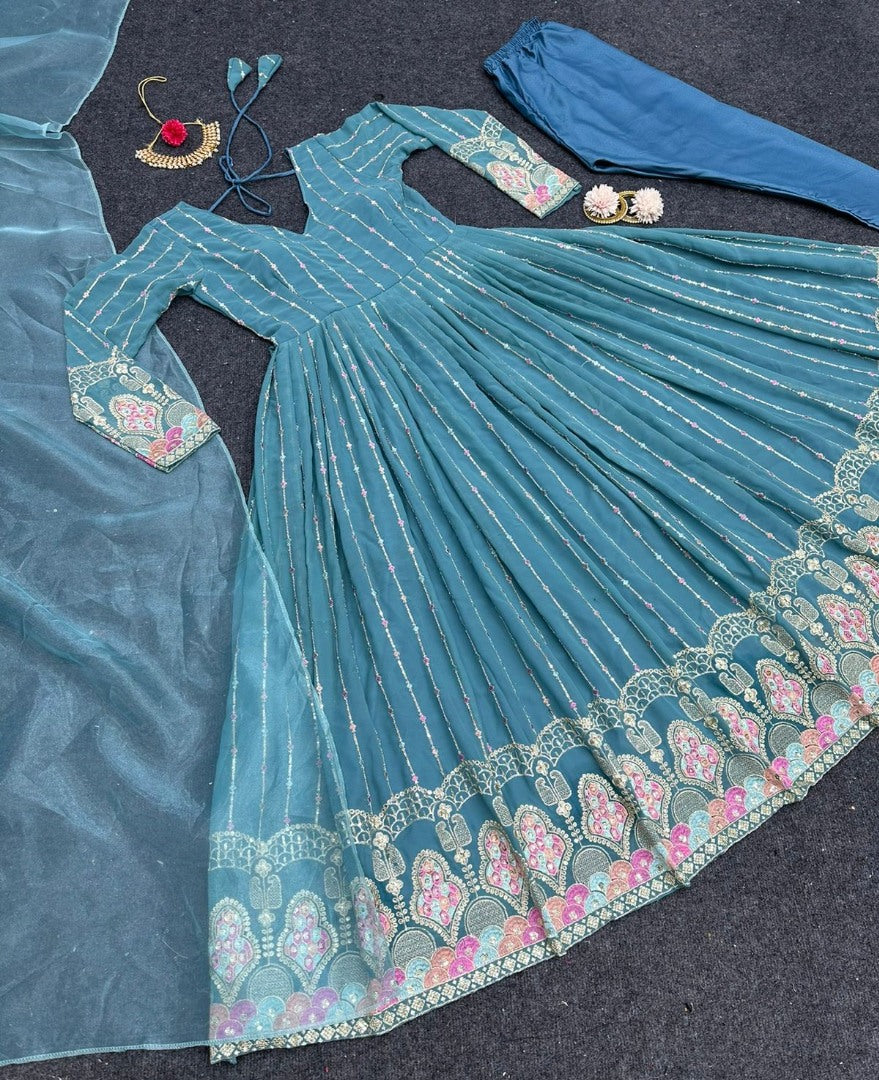 Rama georgette thread sequence work anarkali suit