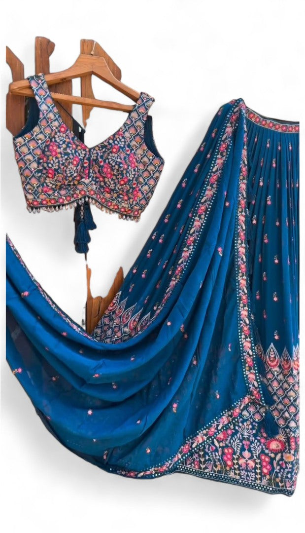 Rama heavy work designer wedding lehenga choli