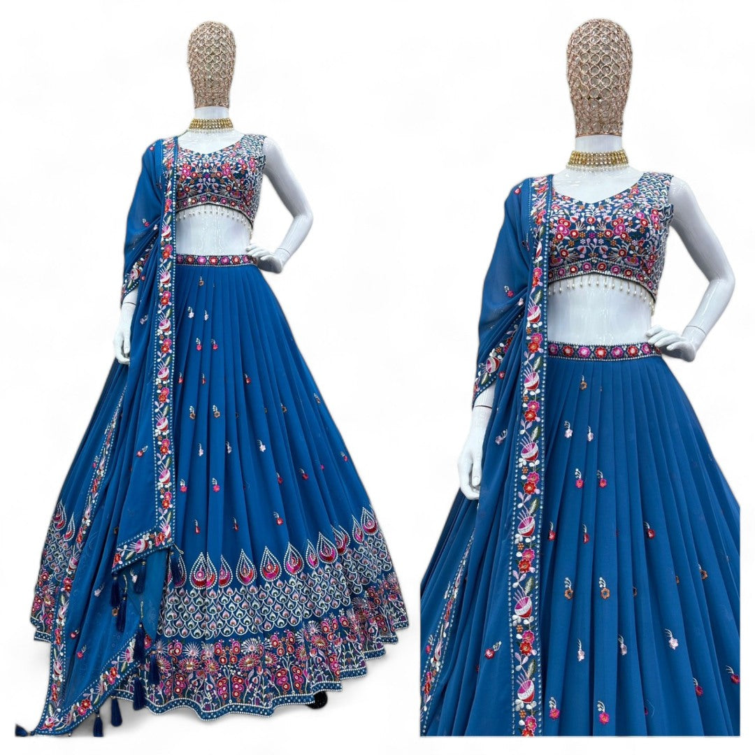 Rama heavy work designer wedding lehenga choli